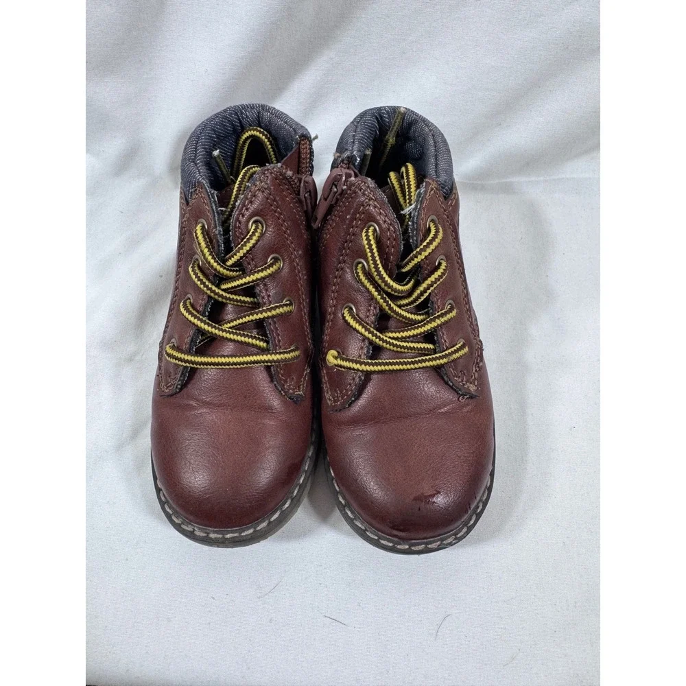 London Fog Kids Brown Lace Up Side Zip Ankle Boots MG1050 Size 9M